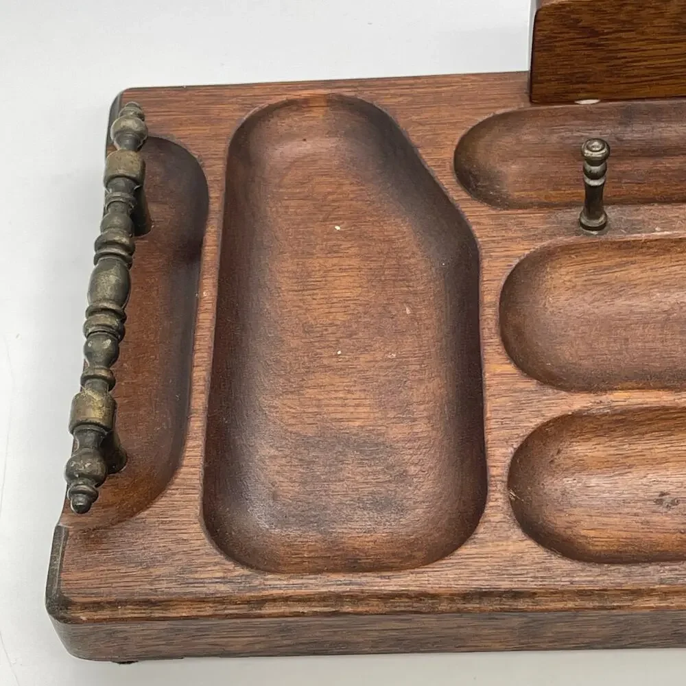 Vintage Mid Century Swank Wooden Valet / Organizer Catchall Tray Made in Japan